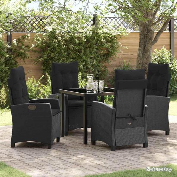 Ensemble de salle � manger pour jardin 5 pcs Noir polyrotin