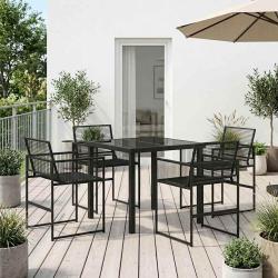 Ensemble de salle &agrave; manger pour jardin 5 pcs Noir polyrotin