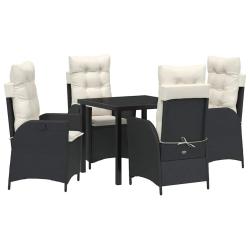 Ensemble de salle &agrave; manger pour jardin 5 pcs Noir polyrotin