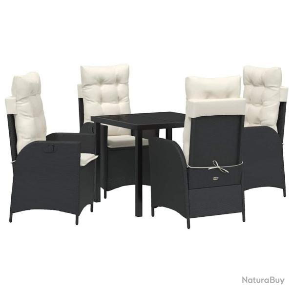 Ensemble de salle � manger pour jardin 5 pcs Noir polyrotin