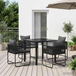 Ensemble de salle &agrave; manger pour jardin 5 pcs Noir et anthracite