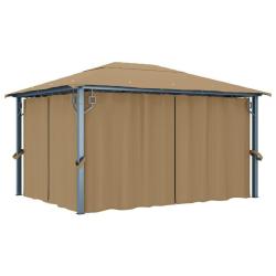 Tonnelle avec rideau 400x300 cm Taupe Aluminium