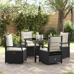 Ensemble de salle &agrave; manger pour jardin 5 pcs Noir polyrotin
