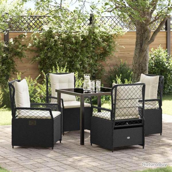 Ensemble de salle � manger pour jardin 5 pcs Noir polyrotin