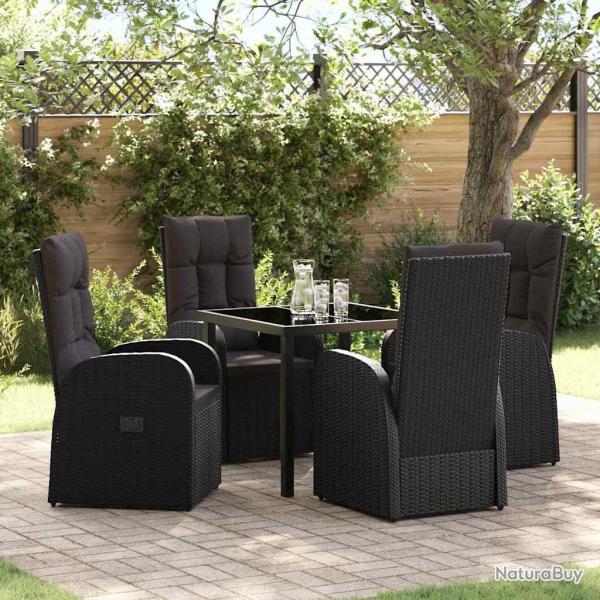 Ensemble de salle � manger pour jardin 5 pcs Noir polyrotin