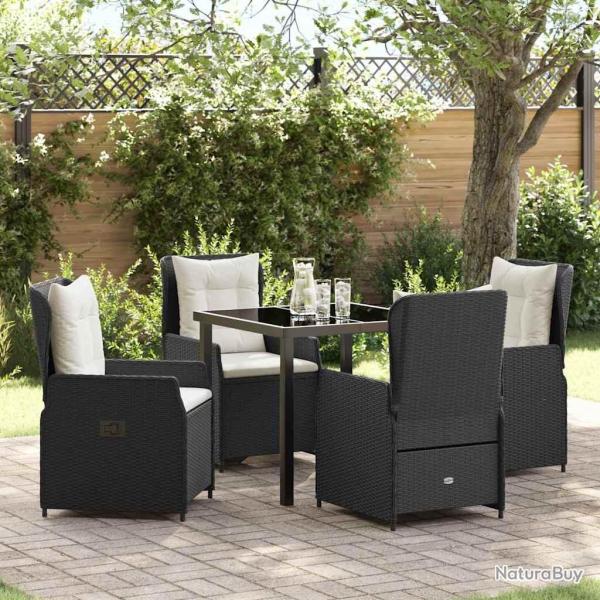 Ensemble de salle � manger pour jardin 5 pcs Noir polyrotin