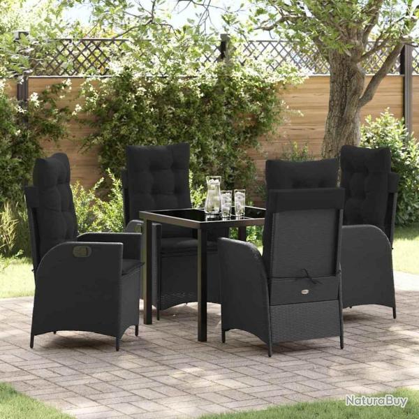Ensemble de salle � manger pour jardin 5 pcs Noir polyrotin