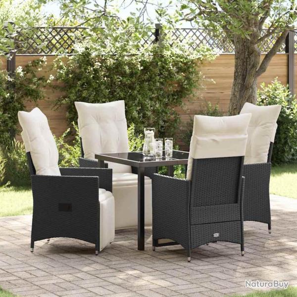 Ensemble de salle � manger pour jardin 5 pcs Noir polyrotin
