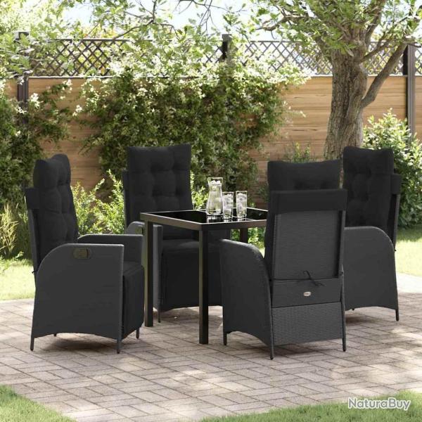 Ensemble de salle � manger pour jardin 5 pcs Noir polyrotin