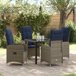 Ensemble de salle &agrave; manger pour jardin 5 pcs Noir polyrotin