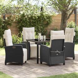 Ensemble de salle &agrave; manger pour jardin 5 pcs Noir polyrotin
