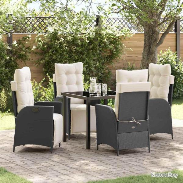 Ensemble de salle � manger pour jardin 5 pcs Noir polyrotin