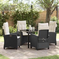 Ensemble de salle &agrave; manger pour jardin 5 pcs Noir polyrotin
