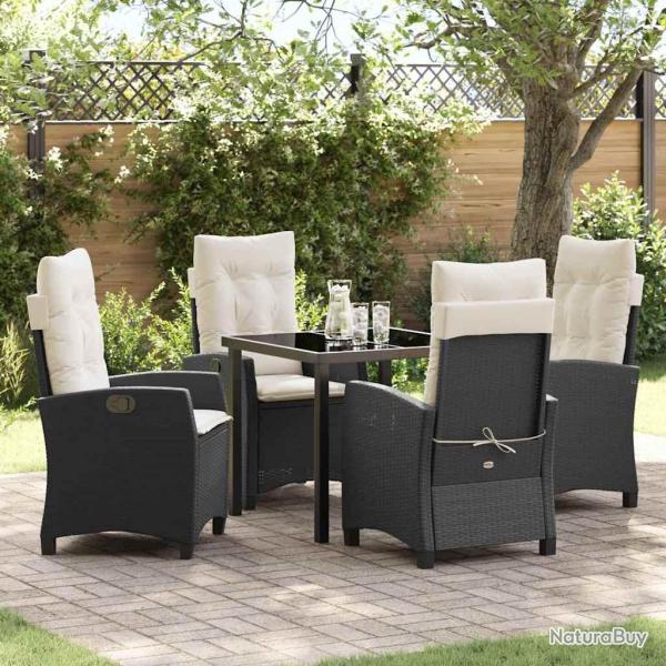 Ensemble de salle � manger pour jardin 5 pcs Noir polyrotin