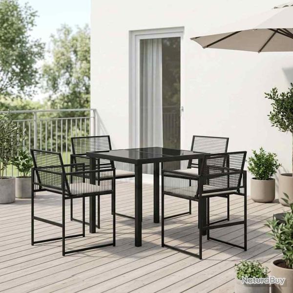 Ensemble de salle � manger pour jardin 5 pcs Noir polyrotin