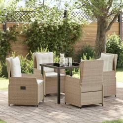 Ensemble de salle &agrave; manger pour jardin 5 pcs polyrotin