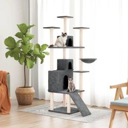 Arbre &agrave; chat avec griffoirs en sisal Gris fonc&eacute; 175 cm