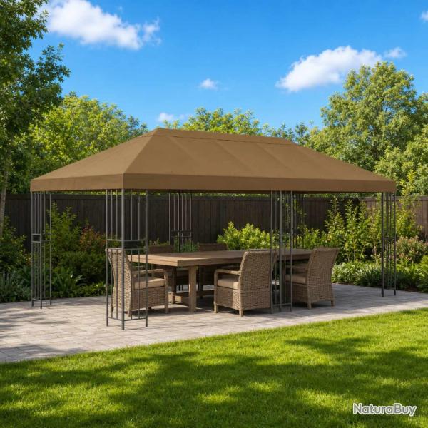 Gazebo avec murs lat�raux 6 x 3 m Taupe Polyester et Acier 190