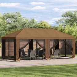 Gazebo avec murs lat&eacute;raux 6 x 3 m Beige Polyester et Acier 190