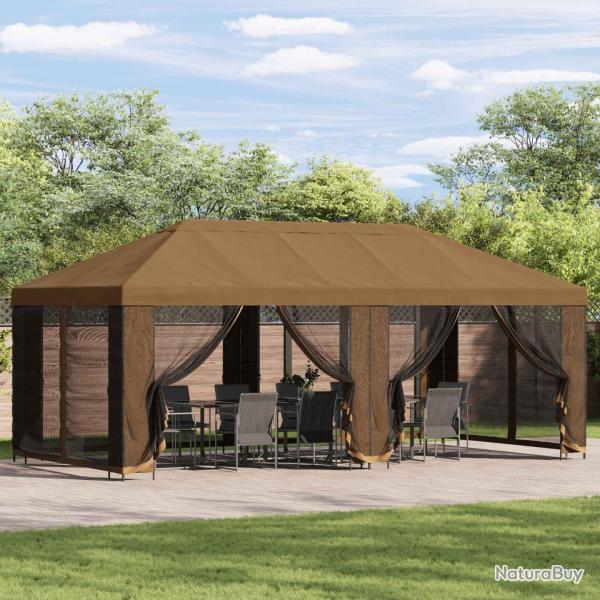 Gazebo avec murs lat�raux 6 x 3 m Beige Polyester et Acier 190