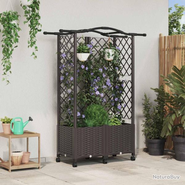 Lit �lev� avec Treillis et Toit Marron 122 x 40 x 144 cm PP
