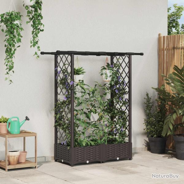 Lit �lev� avec Treillis et Toit Marron 122,5 x 40 x 121 cm PP