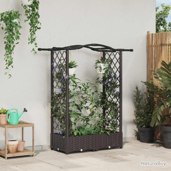 Lit �lev� avec Treillis et Toit Marron 124 x 40 x 123 cm PP