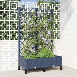 Bac de jardin avec treillis et roues Gris Bleu PP
