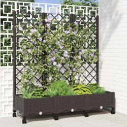 Bac de jardin avec treillis et roues Marron 120 x 40 x 131,5 cm