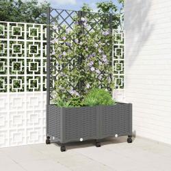 Bac de jardin avec treillis et roues Gris clair PP