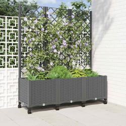 Bac de jardin avec treillis et roues Gris clair PP