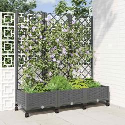 Bac de jardin avec treillis et roues Gris clair PP