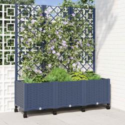 Bac de jardin avec treillis et roues Gris Bleu PP