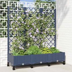 Bac de jardin avec treillis et roues Gris Bleu PP