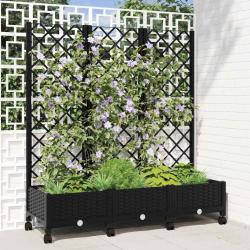 Bac de jardin avec treillis et roues Noir 120 x 40 x 131,5 cm