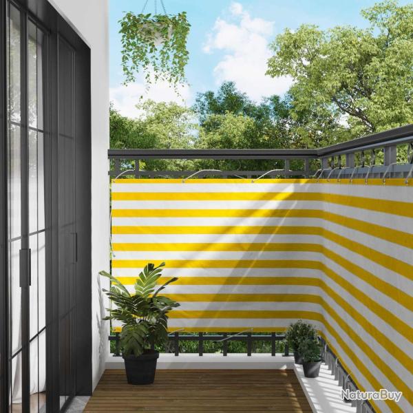 �cran de balcon Jaune et blanc 110 x 800 cm Tissu Oxford