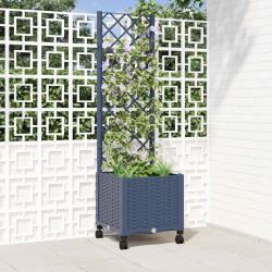 Bac de jardin avec treillis et roues Gris Bleu 40 x 40 x 146 cm