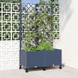 Bac de jardin avec treillis et roues Gris Bleu 80 x 40 x 146 cm
