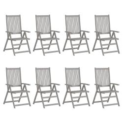 Chaises inclinables de jardin lot de 8 Gris Bois solide acacia