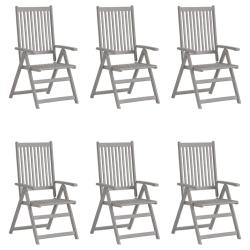 Chaises inclinables de jardin lot de 6 Gris Bois solide acacia