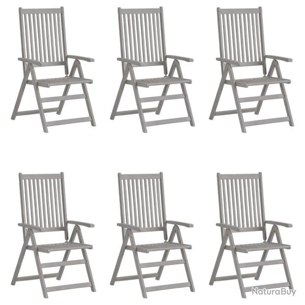 Chaises inclinables de jardin lot de 6 Gris Bois solide acacia