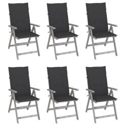 Chaises inclinables de jardin lot de 6 et coussins Bois acacia