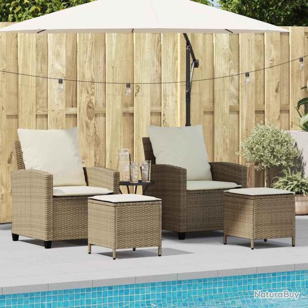Ensemble de canap� de jardin 4 pcs avec coussins beige r�sine tress�e