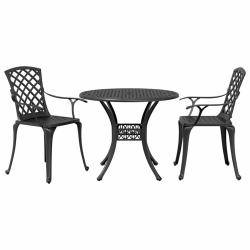 Ensemble de bistro 3 pcs noir aluminium coul&eacute;