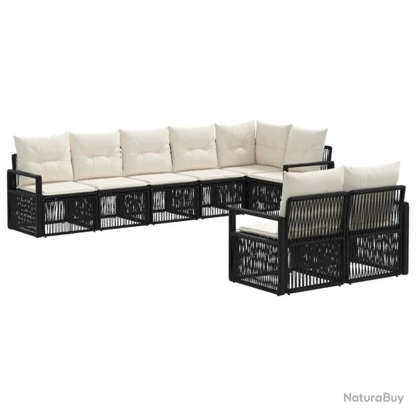 Ensemble de canap� de jardin 8 pcs Noir polyrotin