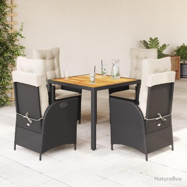 Ensemble � manger de jardin coussins 5pcs Noir R�sine tress�e