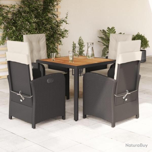 Ensemble � manger de jardin coussins 5pcs Noir R�sine tress�e