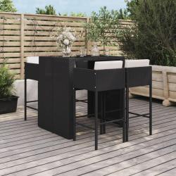 Ensemble de bar de jardin 5 pcs avec coussins noir poly rotin