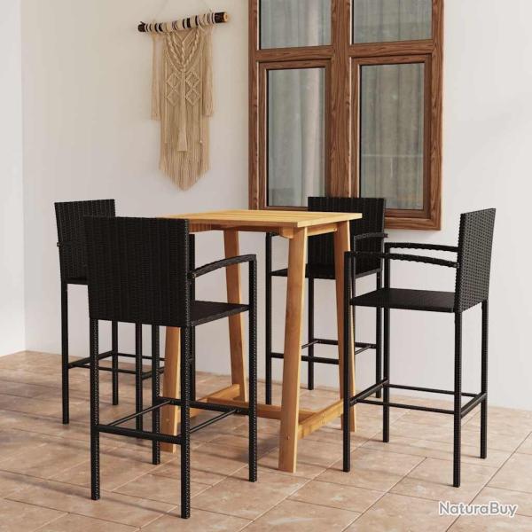 Ensemble de bar de jardin 5 pcs Noir