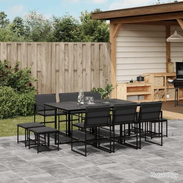 Ensemble � manger de jardin avec coussins 11 pcs noir textil�ne
